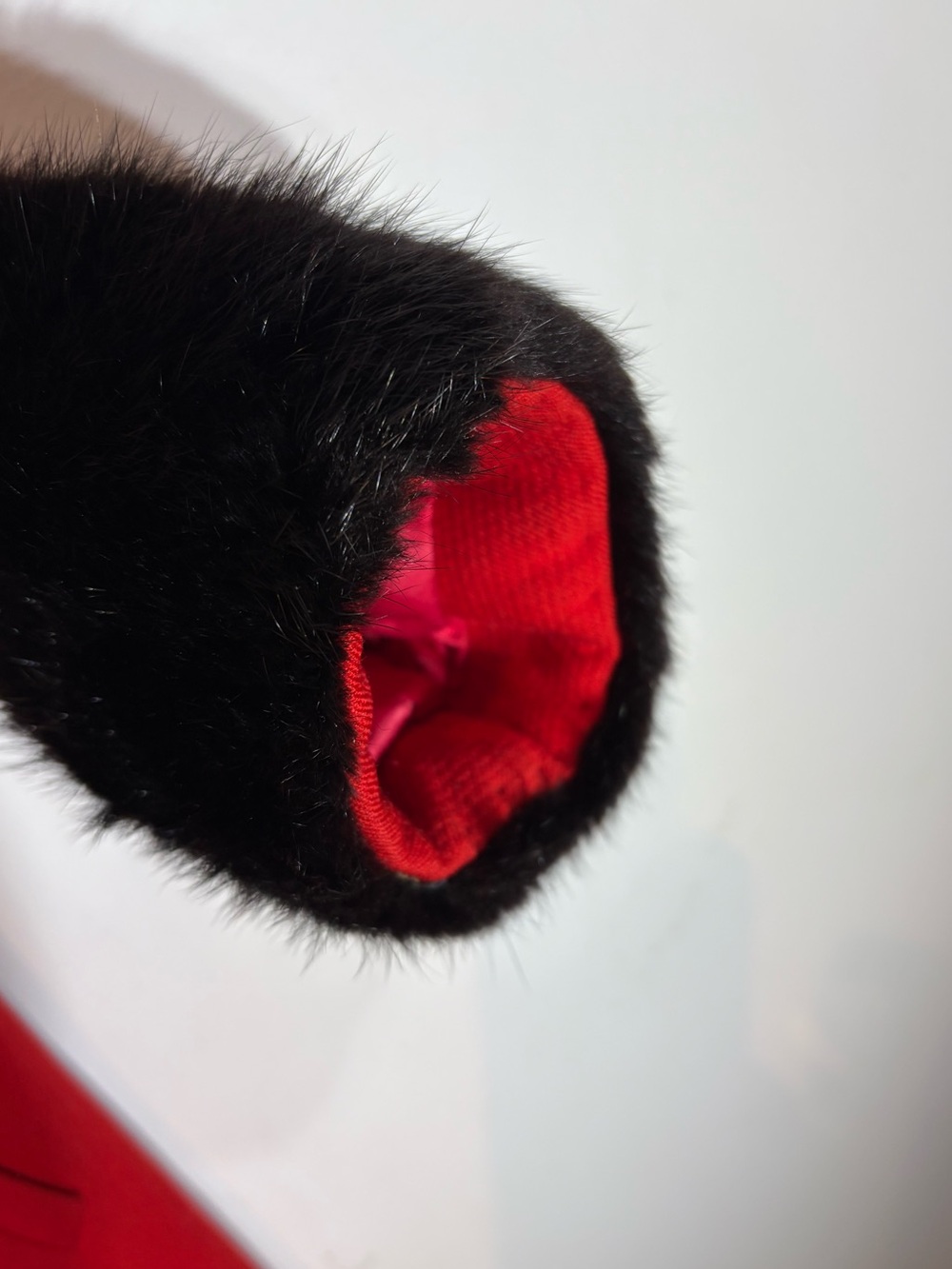 Vintage 1960s Red Wool Genuine Fur Trim Coat XS - Picture 12 of 13